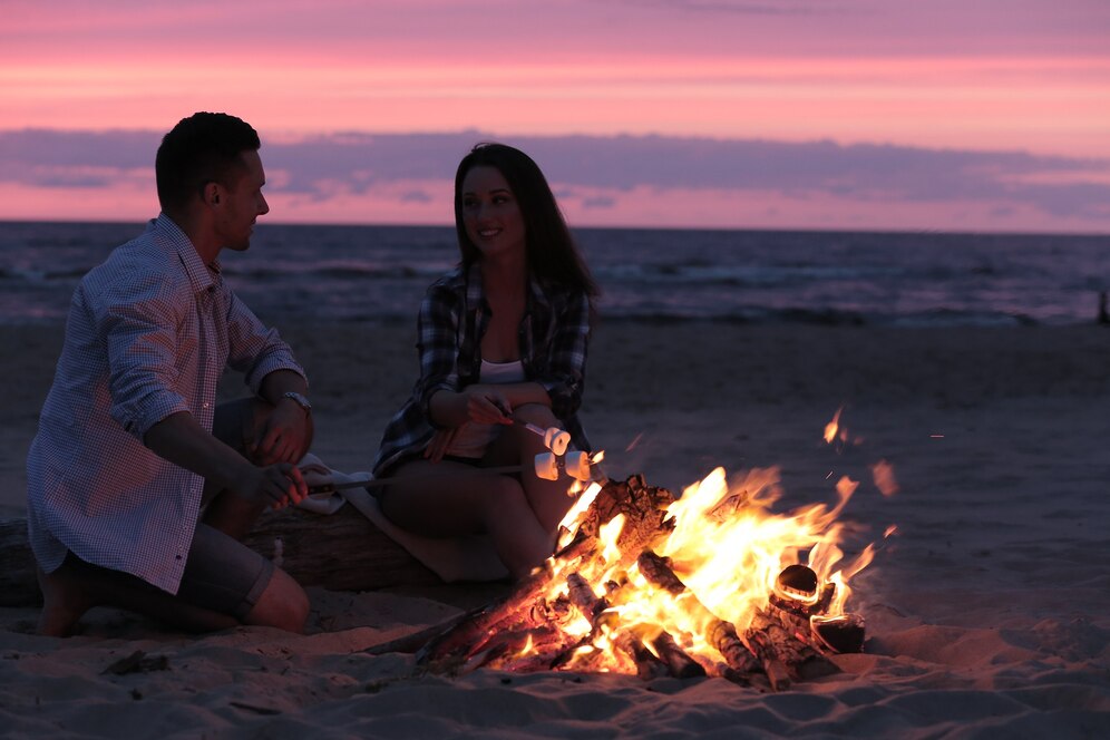 Enjoy a beach campfire with loved ones.
